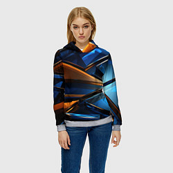 Толстовка-худи женская Синии стеклянные осколки, цвет: 3D-меланж — фото 2