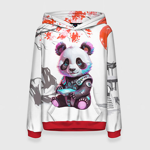 Женская толстовка Funny panda - China / 3D-Красный – фото 1