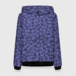 Толстовка-худи женская Черника ягода, цвет: 3D-черный