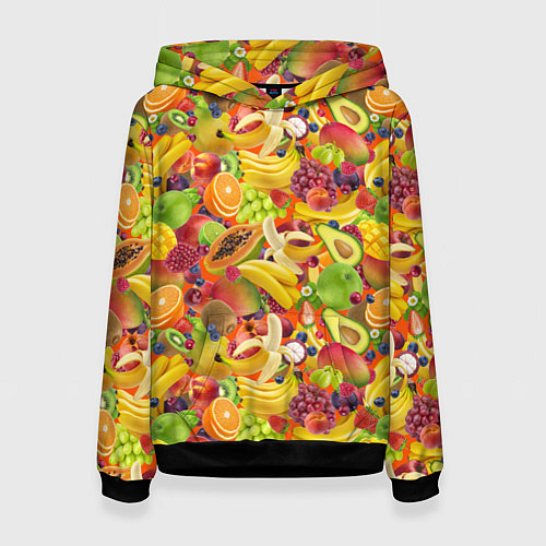Женская толстовка Экзотические фрукты и ягоды / 3D-Черный – фото 1