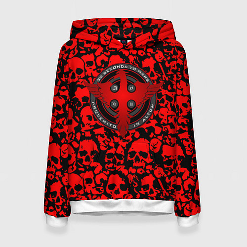 Женская толстовка Thirty Seconds to Mars skull pattern / 3D-Белый – фото 1