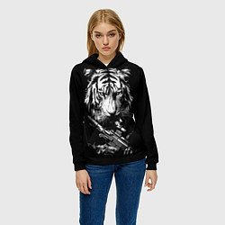 Толстовка-худи женская Тигр с винтовкой, цвет: 3D-черный — фото 2