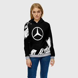 Толстовка-худи женская Mercedes benz краски спорт, цвет: 3D-меланж — фото 2