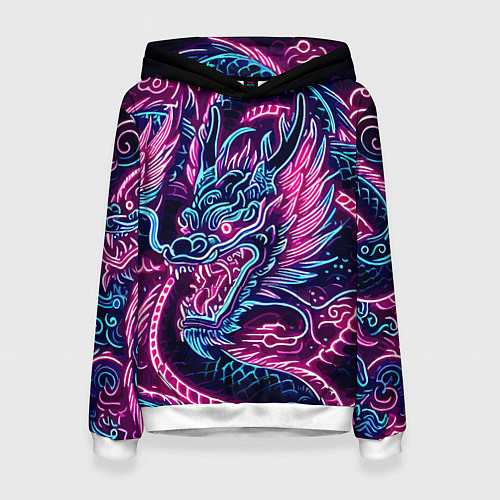 Женская толстовка Neon Japanese dragon - irezumi / 3D-Белый – фото 1