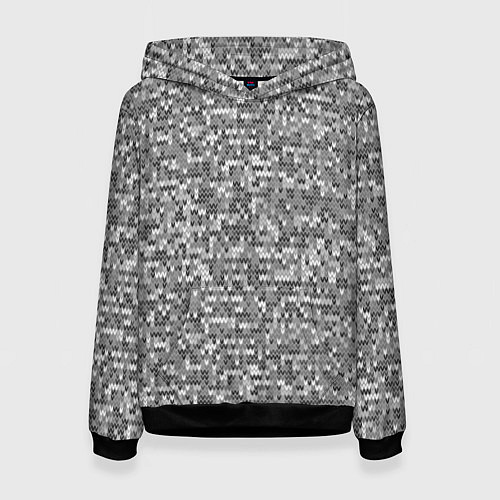 Женская толстовка Узор серого вязанного трикотажа меланж / 3D-Черный – фото 1