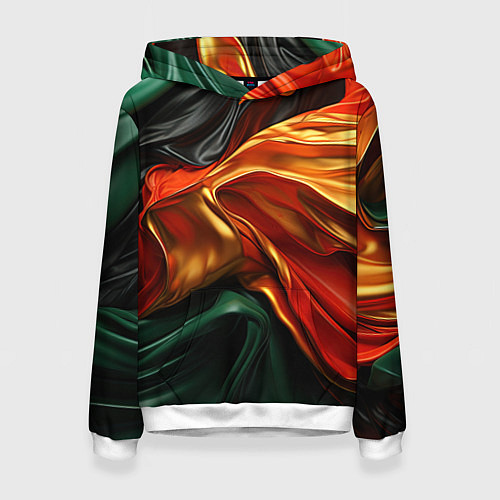 Женская толстовка Оранжевая и зеленый абстракция / 3D-Белый – фото 1