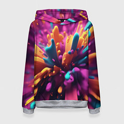 Толстовка-худи женская Яркий всплеск, цвет: 3D-меланж