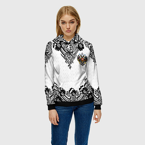 Женская толстовка Имперский узор Россия герб патриотизм / 3D-Черный – фото 3