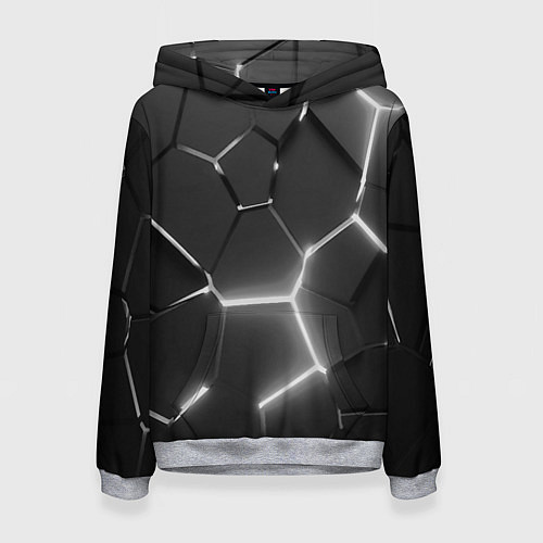 Женская толстовка Чёрные плиты разломы броня / 3D-Меланж – фото 1