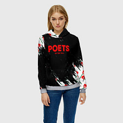 Толстовка-худи женская Poets of the fall розы лого краски, цвет: 3D-меланж — фото 2