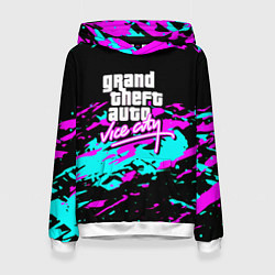 Толстовка-худи женская GTA vice city неоновые краски, цвет: 3D-белый