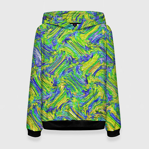 Женская толстовка Абстрактная зеленая вязка / 3D-Черный – фото 1