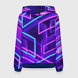 Толстовка-худи женская Neon Geometric, цвет: 3D-синий