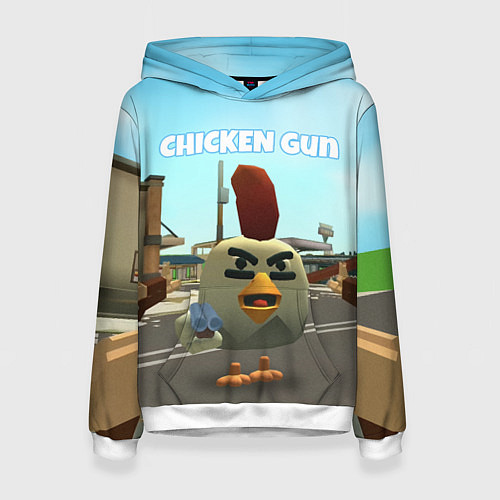 Женская толстовка Chicken Gun - shooter / 3D-Белый – фото 1