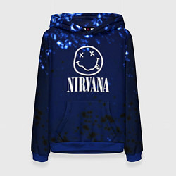 Толстовка-худи женская Nirvana рок краски, цвет: 3D-синий