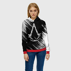 Толстовка-худи женская Assassins creed Mirage - потертости, цвет: 3D-красный — фото 2