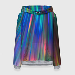 Толстовка-худи женская Радужные лучи, цвет: 3D-меланж