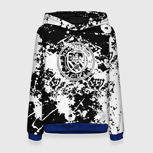 Женская толстовка Manchester City краски чёрно белые / 3D-Синий – фото 1