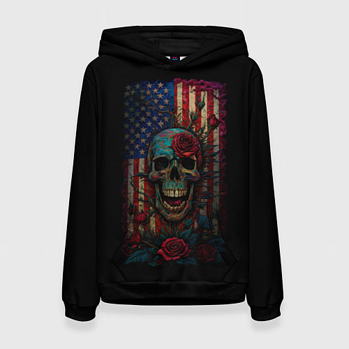 Женская толстовка Skull - USA / 3D-Черный – фото 1