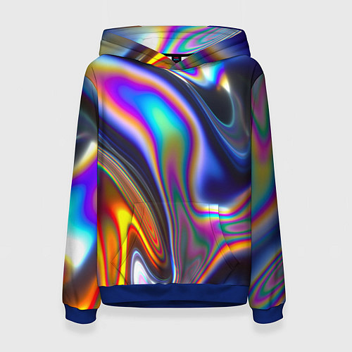 Женская толстовка Жидкая голографическая бензиновая абстракция / 3D-Синий – фото 1