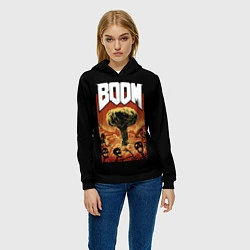 Толстовка-худи женская Boom - Doom, цвет: 3D-черный — фото 2