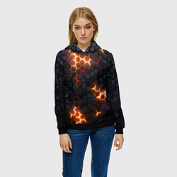 Толстовка-худи женская Неоновый желтый, цвет: 3D-черный — фото 2