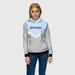Толстовка-худи женская Stronger серо-голубой, цвет: 3D-черный — фото 2