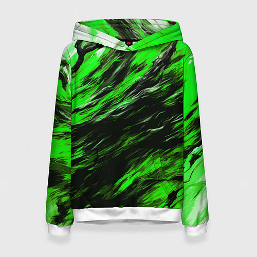 Женская толстовка Чёрная и зелёная буря / 3D-Белый – фото 1
