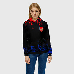 Толстовка-худи женская Арсенал Лондон краски, цвет: 3D-черный — фото 2