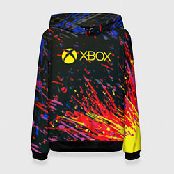 Толстовка-худи женская Xbox краски текстура, цвет: 3D-черный