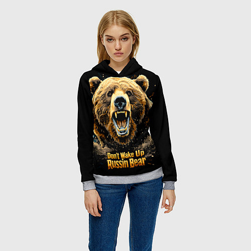 Женская толстовка Не будите русского медведя / 3D-Меланж – фото 3