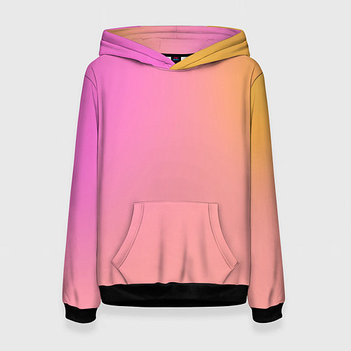 Женская толстовка Розово-желтый градиент / 3D-Черный – фото 1