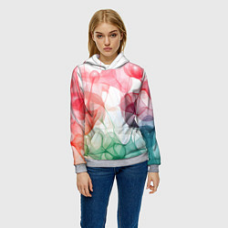 Толстовка-худи женская Цветные пузыри, цвет: 3D-меланж — фото 2