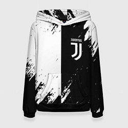 Толстовка-худи женская Juventus краски чёрнобелые, цвет: 3D-черный