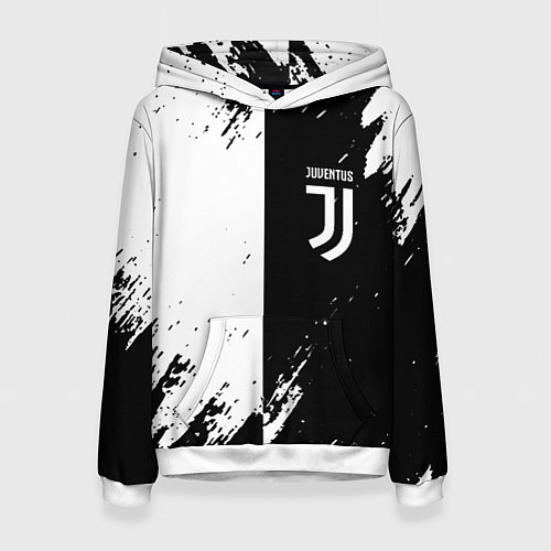 Женская толстовка Juventus краски чёрнобелые / 3D-Белый – фото 1