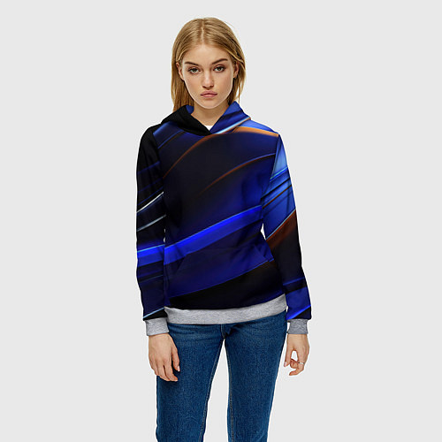 Женская толстовка Синее свечение на абстрактном фоне / 3D-Меланж – фото 3