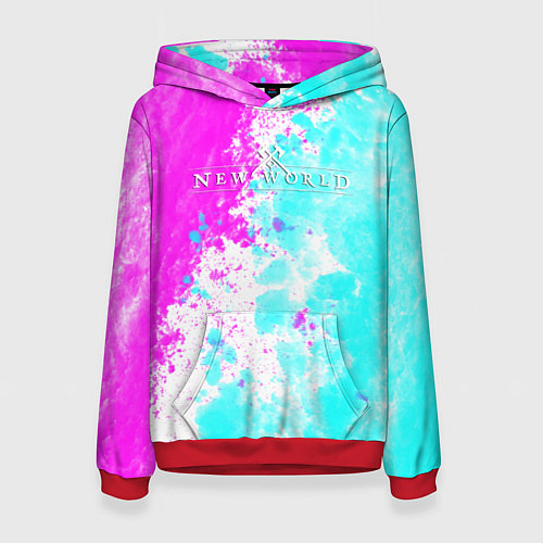 Женская толстовка New world неоновые краски / 3D-Красный – фото 1