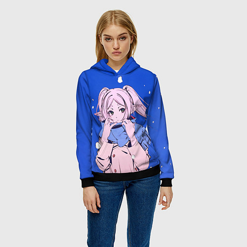 Женская толстовка Фрирен и снег / 3D-Черный – фото 3