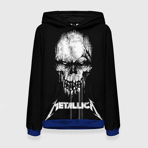 Женская толстовка Металлика - белый череп / 3D-Синий – фото 1