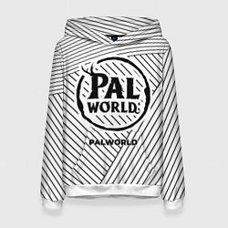 Женская толстовка Символ Palworld на светлом фоне с полосами
