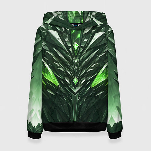 Женская толстовка Зелёные кристаллы и камень / 3D-Черный – фото 1