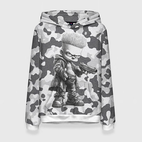 Женская толстовка Барт с пистолетом - hand drawn style / 3D-Белый – фото 1