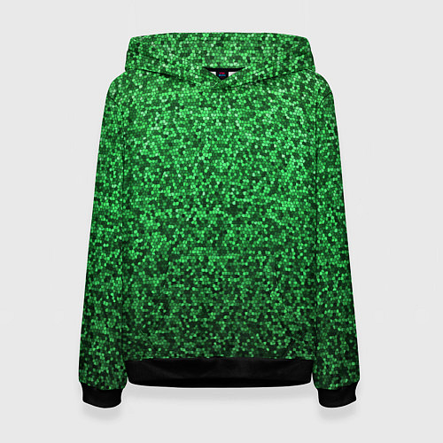 Женская толстовка Мелкая мозаика зелёный градиент / 3D-Черный – фото 1