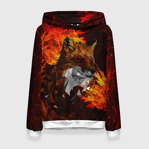 Женская толстовка Fire fox flame / 3D-Белый – фото 1