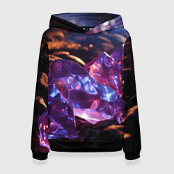 Толстовка-худи женская Фиолетовые комические камни, цвет: 3D-черный