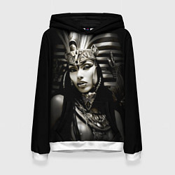 Толстовка-худи женская Клеопатра египетская царица, цвет: 3D-белый