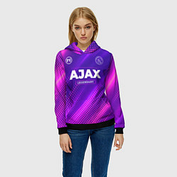Толстовка-худи женская Ajax legendary sport grunge, цвет: 3D-черный — фото 2