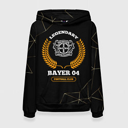 Толстовка-худи женская Лого Bayer 04 и надпись legendary football club на, цвет: 3D-черный