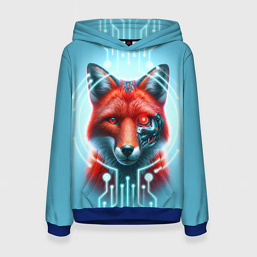 Женская толстовка Лиса кибер робот терминатор / 3D-Синий – фото 1