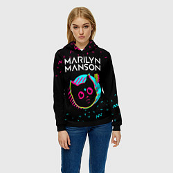 Толстовка-худи женская Marilyn Manson - rock star cat, цвет: 3D-черный — фото 2